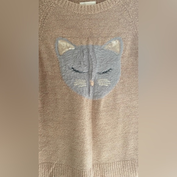 LC Lauren Conrad Beige Sweater with Cat Design - Picture 3 of 12